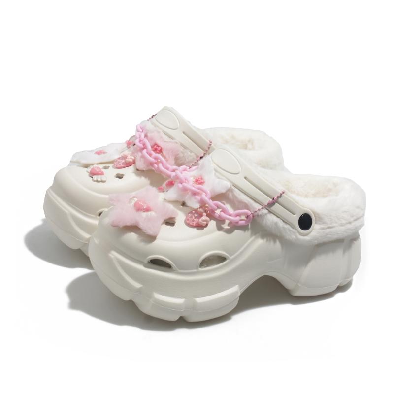 Зимние бархатные женские сабо на открытом воздухе, теплые, плюшевые, на платформе, дизайнерские туфли, женские, модные, белые, увеличивающие рост, женские домашние тапочки