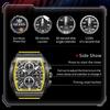 Men's Watches Hollowed Quartz Wristwatch Silicone Strap Tonneau Large Dial Design Waterproof Luminous Watch