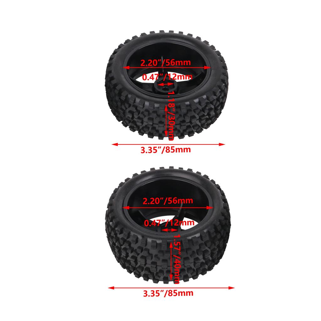Mxfans Black Dot Pattern Rubber Tires Black Pentagram Wheel Rims for 4-Pack & RC110 Off-Road