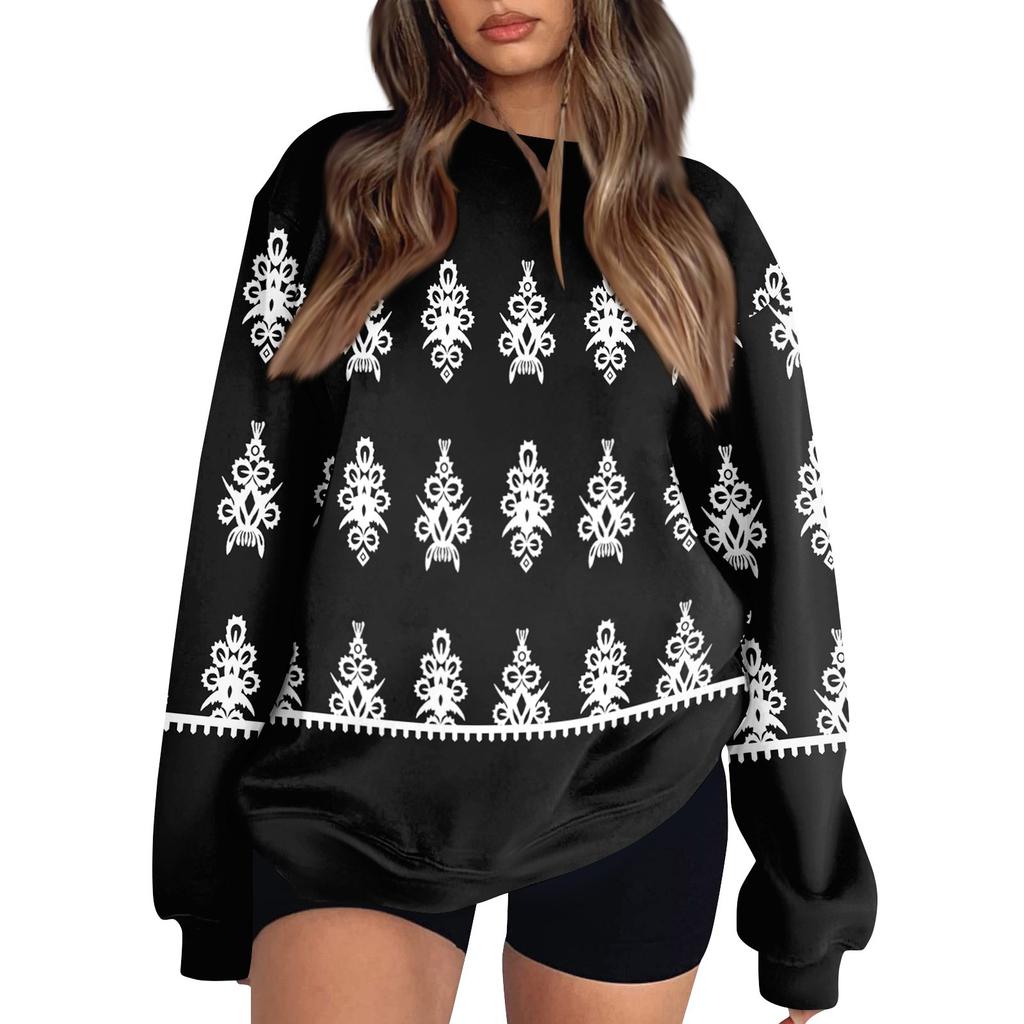 Женские топы Женский свитшот с длинным рукавом Повседневный с круглым вырезом Свободного кроя Пуловер Флисовые топы