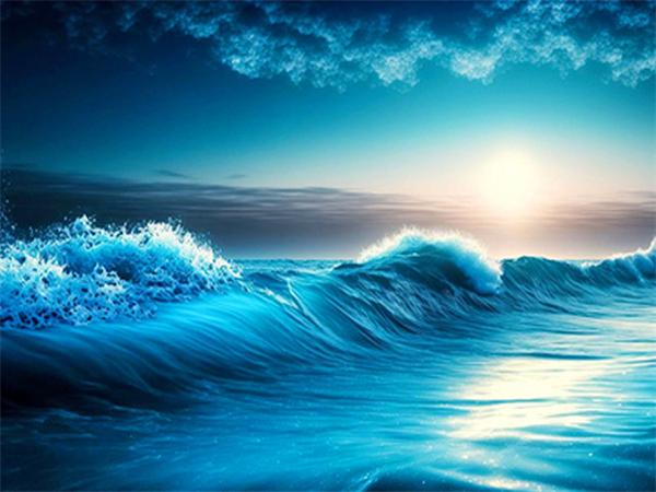 Полная квадратная круглая алмазная живопись, волна, морской пейзаж, домашний декор, вышивка, мозаика, пляжный пейзаж, подарок ручной работы