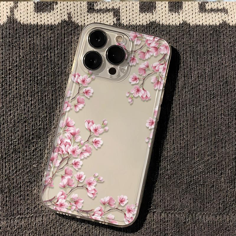 Реалистичный чехол для телефона с узором ветки сакуры для серий iPhone 17 16 15 14 13 12 11 16E Pro Max Plus