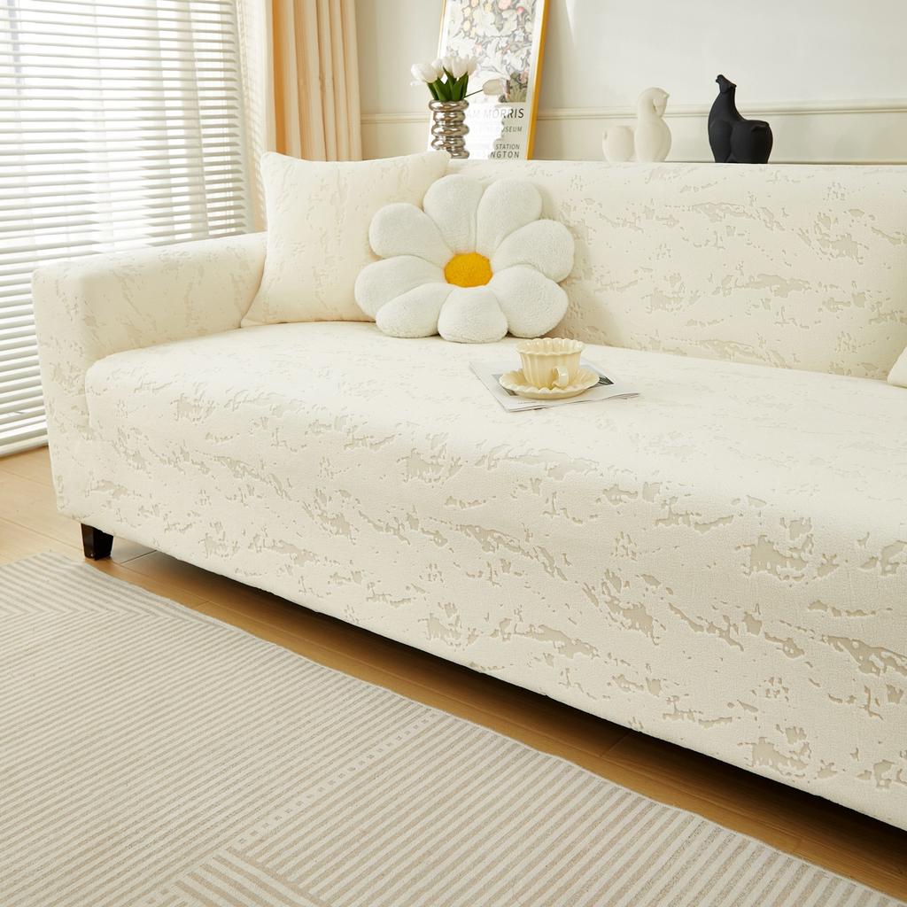 Водоотталкивающий Толстый Жаккардовый Однотонный Флисовый Чехол на Диван для Гостиной Эластичный Универсальный 1/2/3/4-местный Чехол на Диван