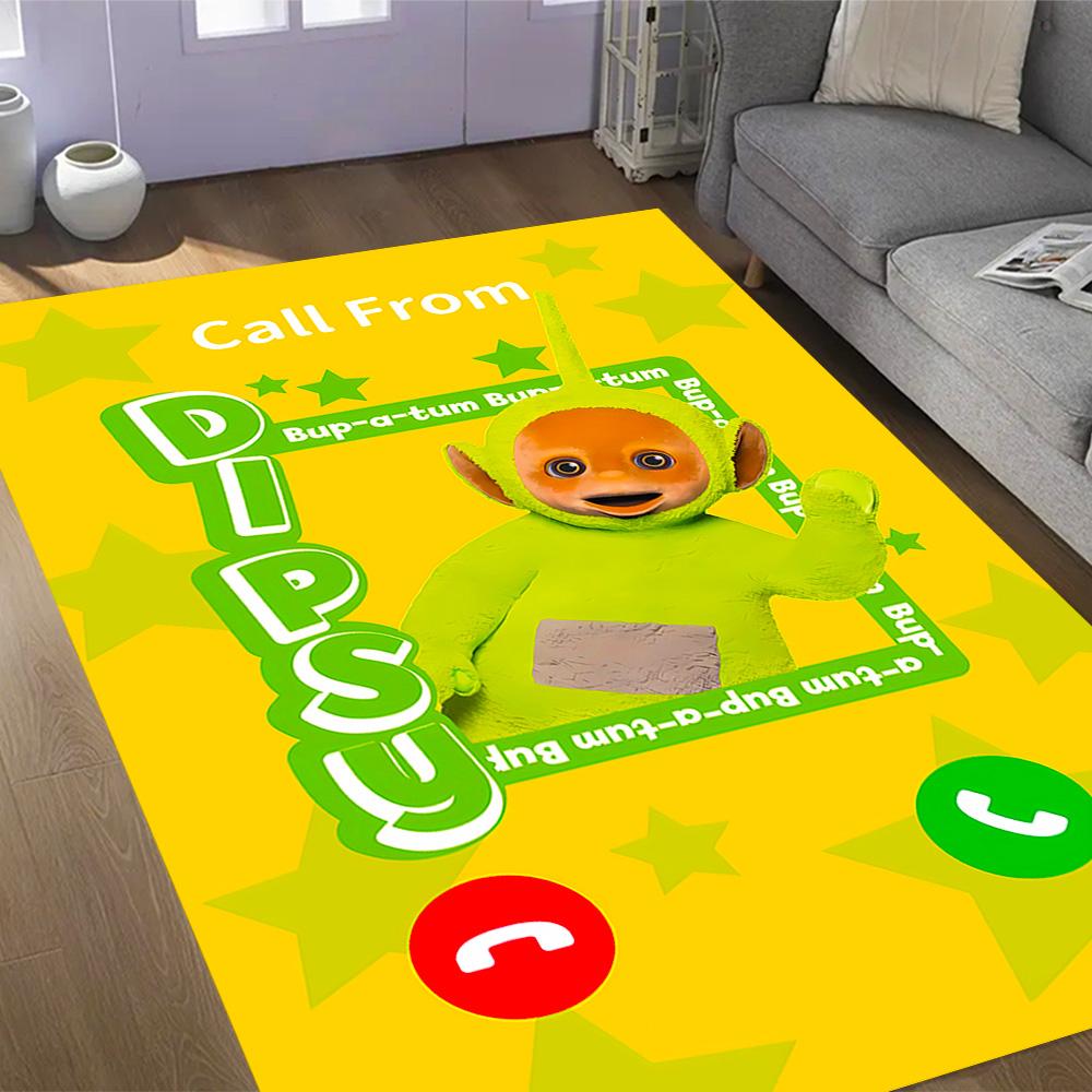 Teletubbies Scooter Adventure Themed Anti-Slip Rugs - Polyester Home Decor, Suitable for Bedrooms, Living Rooms, Doorways, Studios, and Decorations
