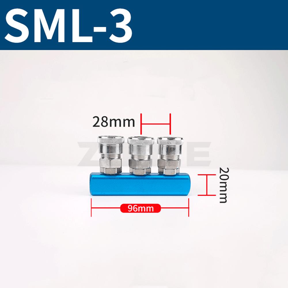20x20 мм ШxВ С фитингами SML 1/4" BSP Внутренняя резьба 2 ряда x 2 3 4 5 6 8 направлений Сплошной алюминиевый пневматический распределительный блок Разветвитель