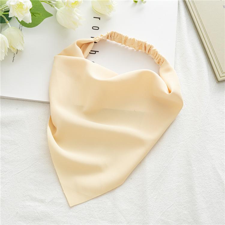 Summer Women Solid Color Head Scarf Vintage Triangle Bandanas Chiffon Elastic Hairbands Children Girl Headbands Hair Accessories
