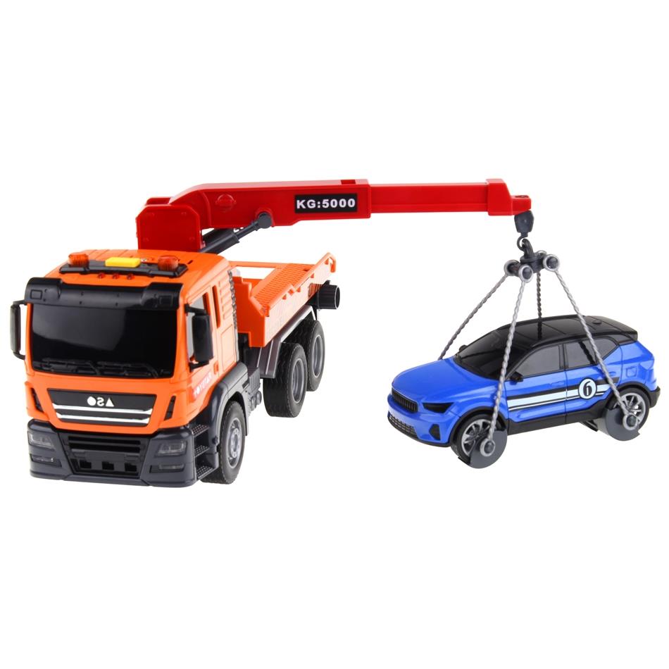 Car Truck Roadside Assistance Tow Truck With Crane Tow Truck + Toy Car