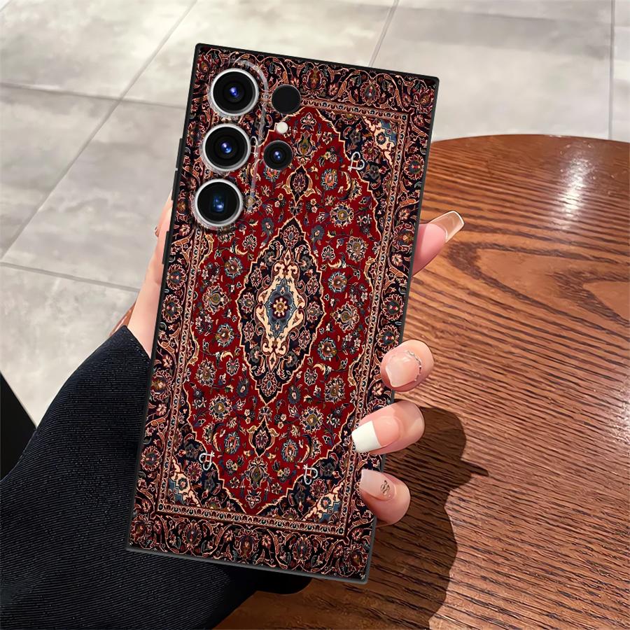 Ретро Этнический Узор Тотем Черный Мягкий Чехол для Телефона для Samsung Galaxy S21 FE S25 Edge S23 Ultra S24 Plus S20