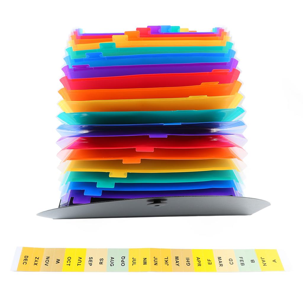 24 Pockets Expanding File Folder with Cover Index Tag Waterproof Classification Accordion File Organ