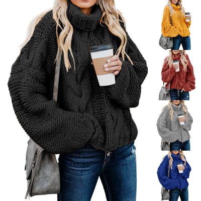 Женская повседневная водолазка с длинным рукавом, пуловер массивной вязки, свитер, джемпер, топы, свитер