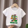 Блоки Мастер-Строитель Строительный Принт Номер Забавная Детская Футболка 1 2 3 4 5 6 7 8 9 Лет День Рождения Футболки для Маленьких Мальчиков Одежда для Девочек