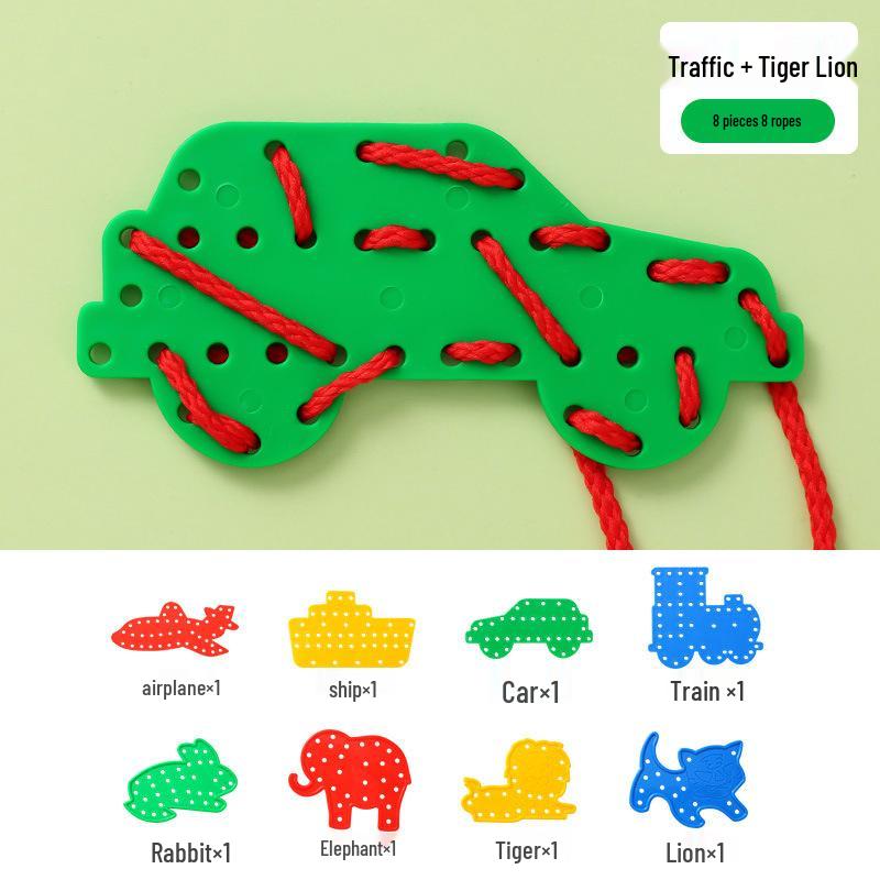 Детские бусины для шнуровки в виде животных, развивающая игрушка для мелкой моторики