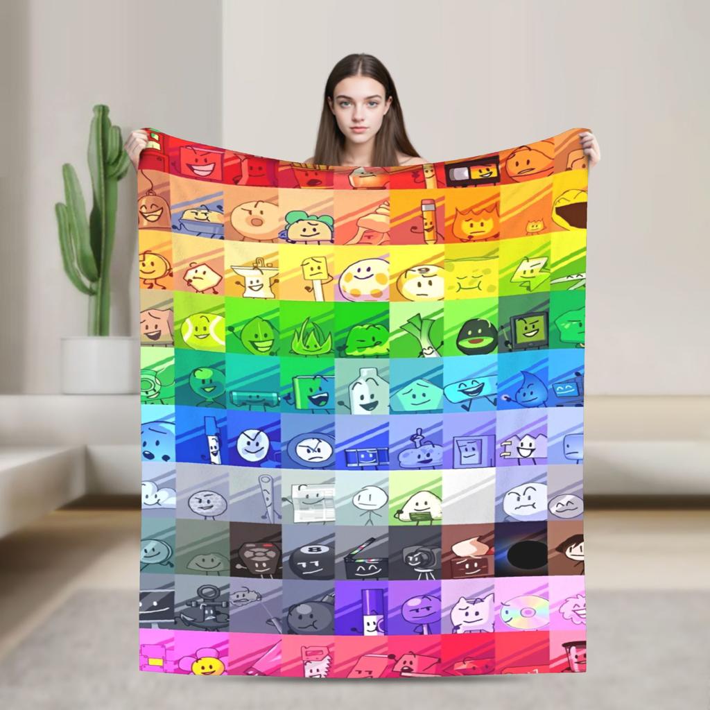 Cartoon Blankets Bfdi Flannel Funny Warm Throw Blanket for Home Autumn/Winter