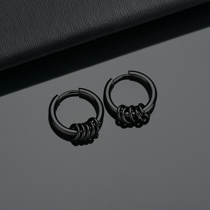 2 шт. Серьги-кольца из нержавеющей стали для мужчин, Маленький круг, Металлический шарик, Гипоаллергенная застежка для ушей, Рок, Хип-хоп, Искусственные украшения, Подарок