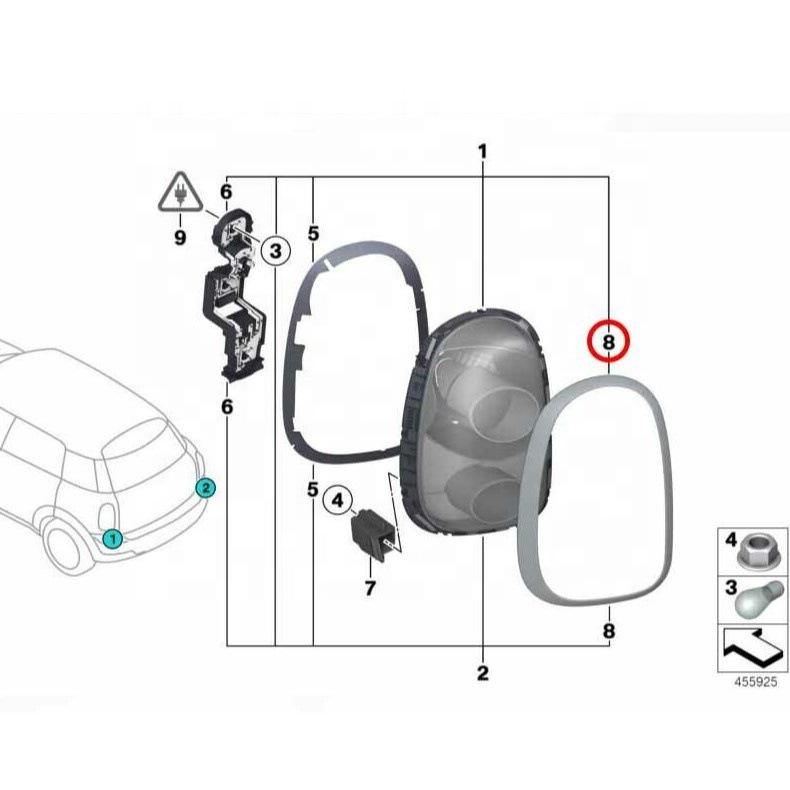 Рамка заднего фонаря для MINI Countryman R60 (Модели 52109806935, 52109806936)