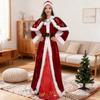 Mrs. Claus Costume for Women Adult Christmas Santa Dress with White Faux Fur Trim Velvet Xmas Cosplay Outfit