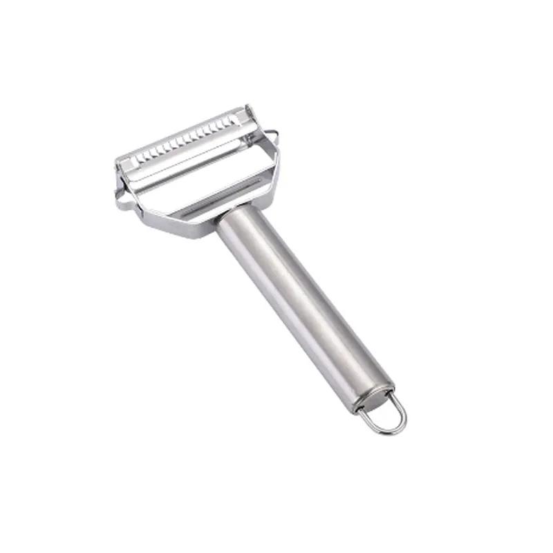 Овощечистка из нержавеющей стали Кухонный гаджет Очистка фруктов и овощей ломтиками Односторонний нож Два в одном Многофункциональный