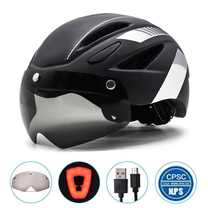 Cross-border Adult Sports Cycling Helmet Magnetic Goggles Outdoor Road Bike Cycling Helmet with Tail Light