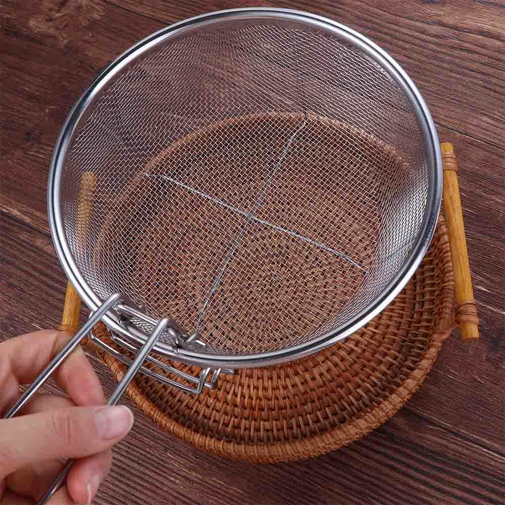 Stainless Steel with Handle Mesh Net Deep Frying Fry Basket Filter Cooking Tools Food Colander