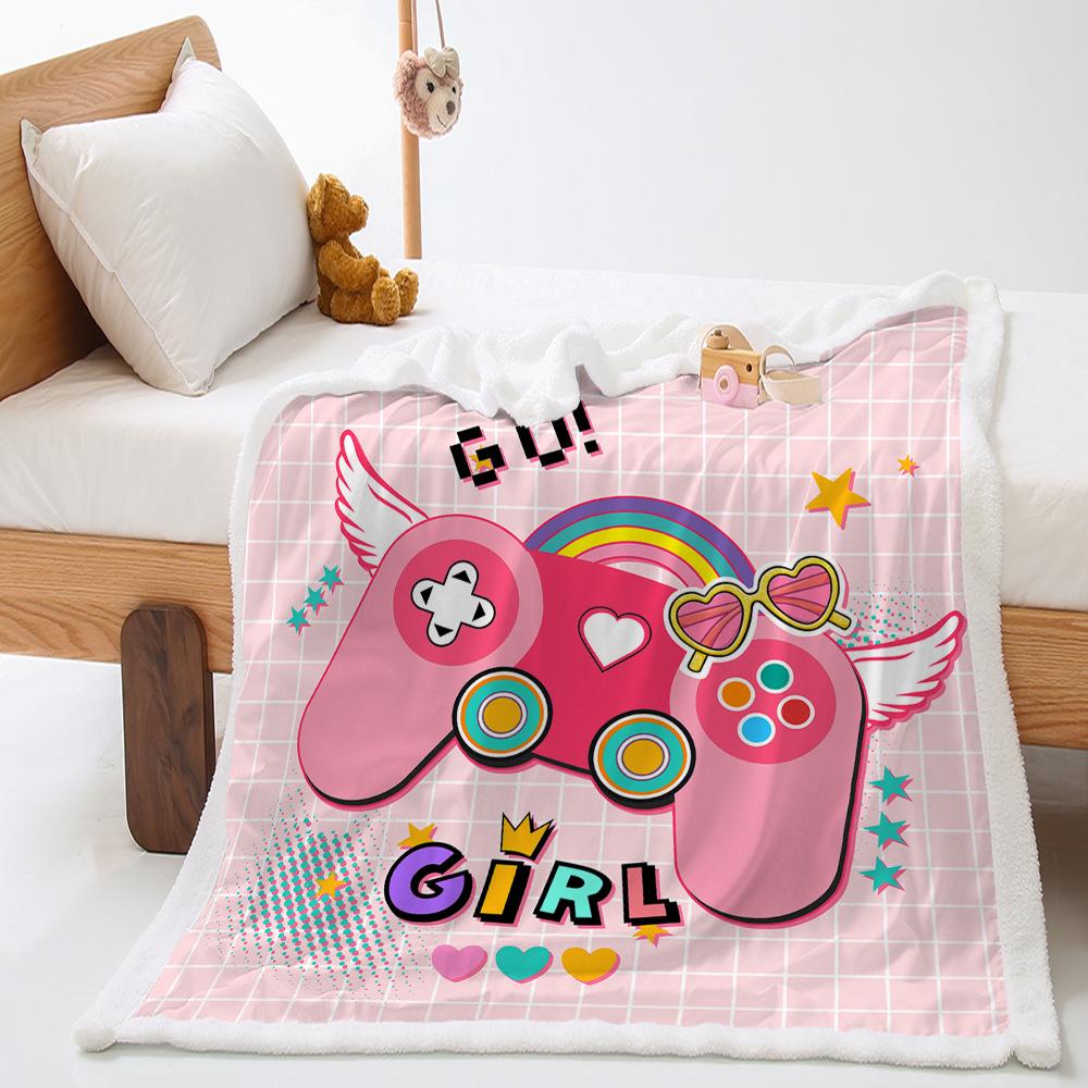 Gamepad 2D Digital Printed Lamb Fleece Blanket Thickened Crystal Fleece Blanket