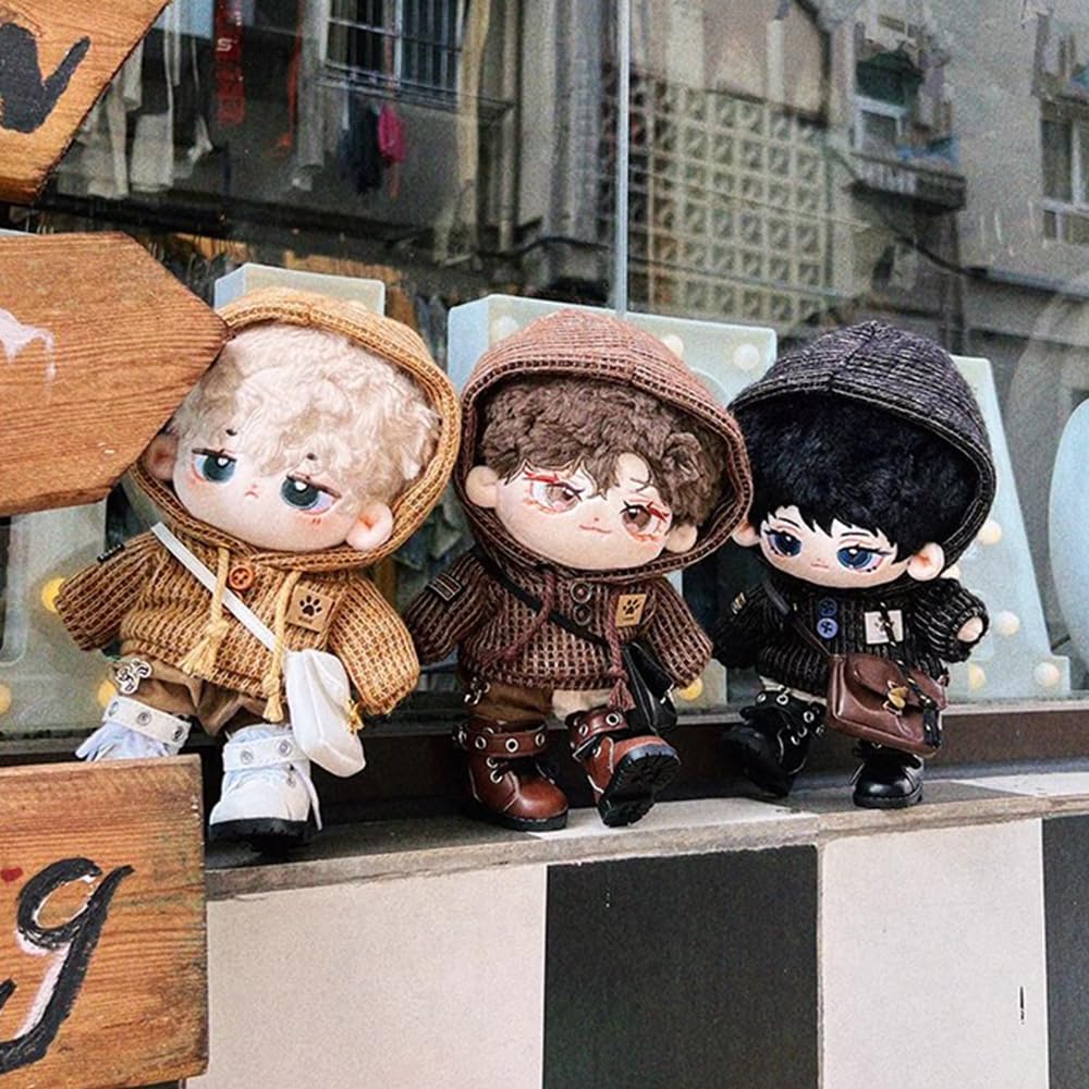 Nianniyhouse 10 см 15 см 20 см Мягкая одежда Шерстяная парка Брюки Рюкзак Очки Кожаная обувь Костюм с цветными блоками Одежда для кукол из хлопка Нарядная одежда (Тьма