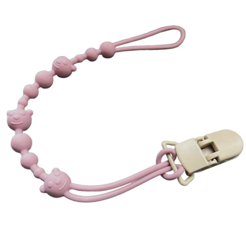 Practical Silicone Pacifier Chain Bear Pattern Pacifier Clip Food Grade Silicone Baby Pacifier Clip for Teething Infants