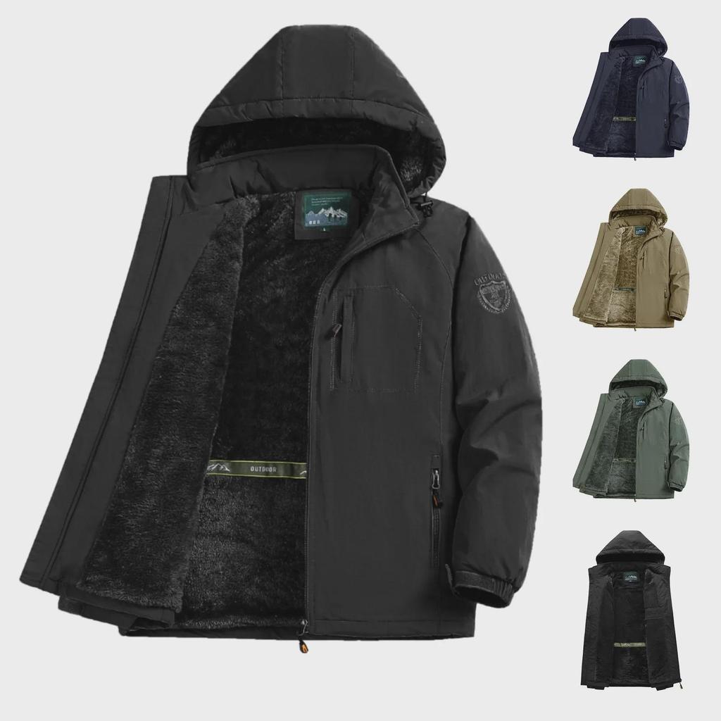 Men's Large Size Waterproof Winter Travel Jacket - Thick, Breathable, Medium-Long, Outdoor, Plus Velvet