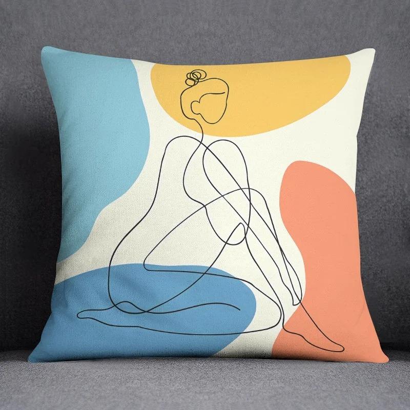 Office Living Room Home Pillowcase Abstract Illustration Style Printed Pillowcase Car Ornaments