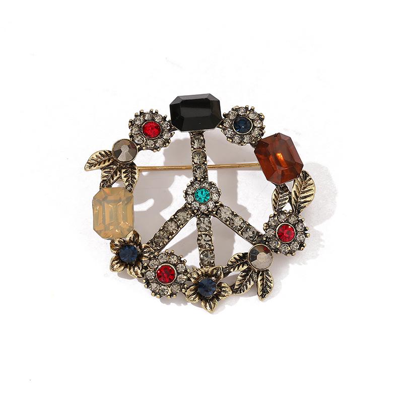 Брошь из сплава высокого качества Cross-Border в стиле ретро с бриллиантами и эмблемой антиядерной войны