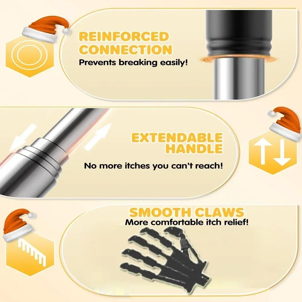 Lager Sized Skeleton Hand Back Scratcher Hand Massager Portable Extendable Stainless Steel Telescoping Massage Tool Perfect Gift