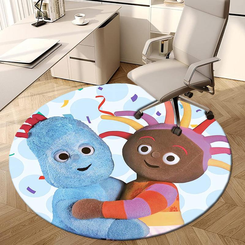 1pc Blue and Brown Characters Hugging Round carpet, Made of Polyester,Perfect for Decorating Office Chairs, Living Rooms,Vibrant Decorative Rug