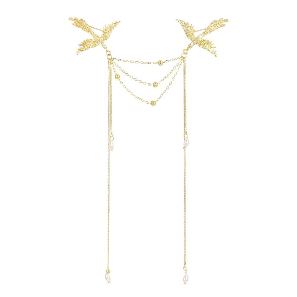 Pearl Phoenix Tassel Brooch Vintage Temperament Long Fringe Brooches Corsage Ornaments Light Luxury Birds Badge Pin Gifts