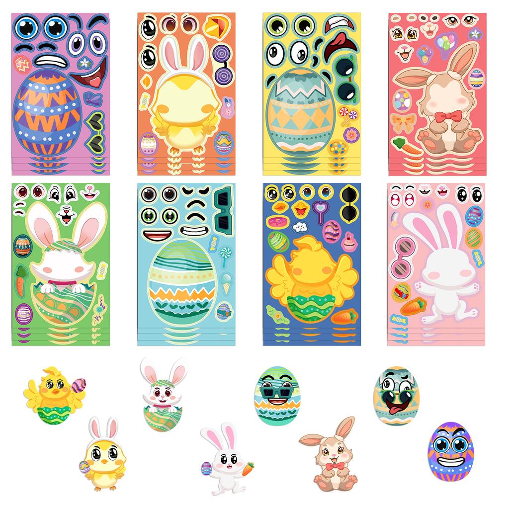 8 Cartoon Easter Stickers DIY Festival Hand Account Small Card Mobile Phone Case Decoration Korean Ins