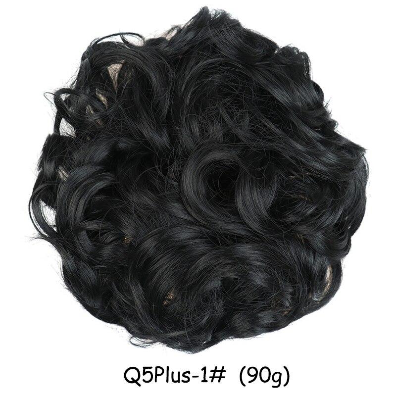 MISS WIG Women Messy Chignon Donut Hair Bun Fake Hair Elastic Chignon Synthetic Fiber Hairpiece Gray Black Brown Color
