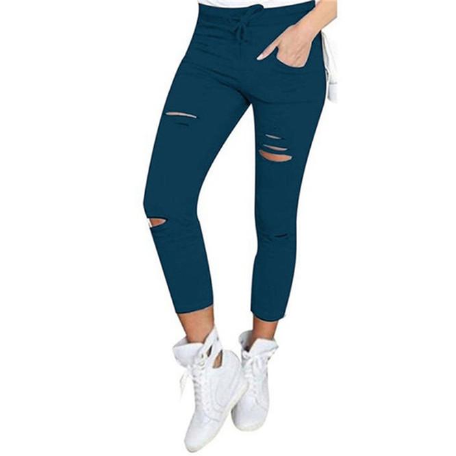 Sexy Women's High Waisted Denim Stretch Jeans Destroy Skinny Ripped Distressed Pants Trousers