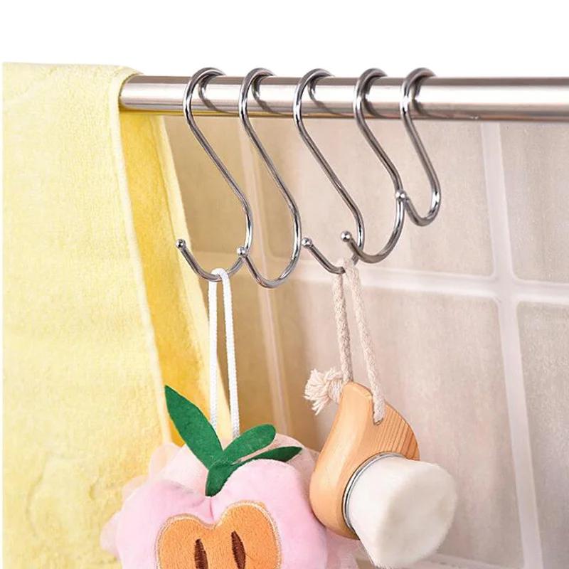 Multi Functional S-shaped Hook Strong Metal Hooks for Wardrobe Behind Door Sturdy Storage Hooking for Household Kitchen Bathroom