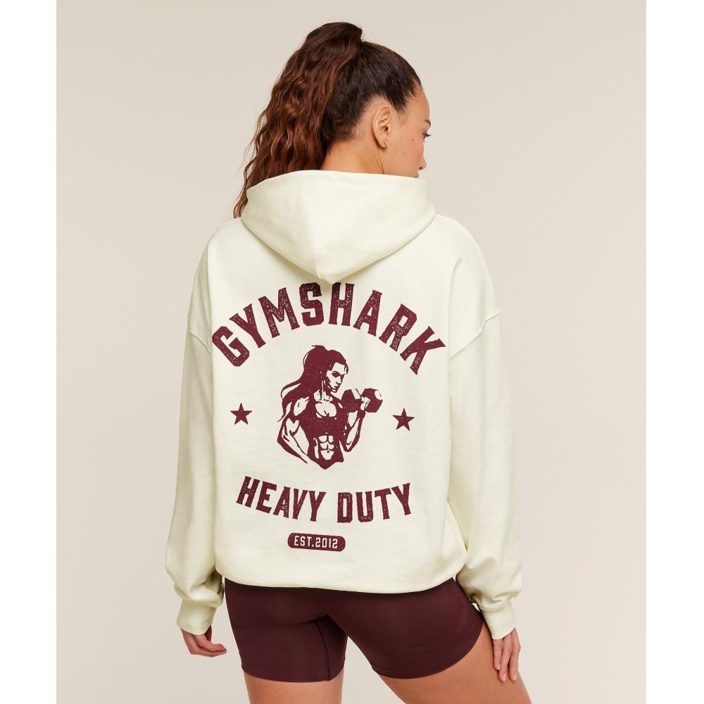 Gymshark Heavy Duty Oversized Hoodie Gs Soft White B4c9k Wcmy
