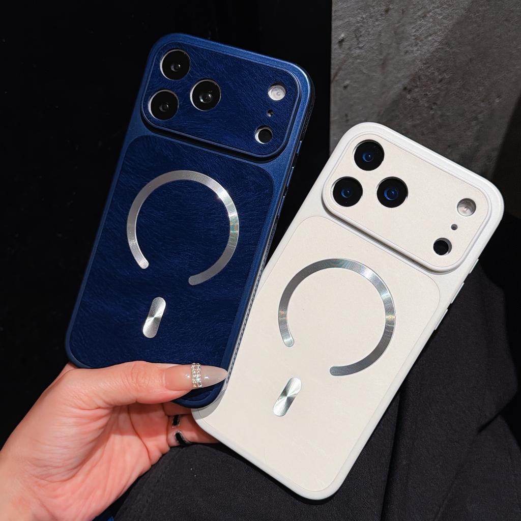 Luxury Luo Velvet Backplane High Quality Protect Phone Cover For 18 17 16 15 14 Pro Max Magnetic Phone Case For Magsafe