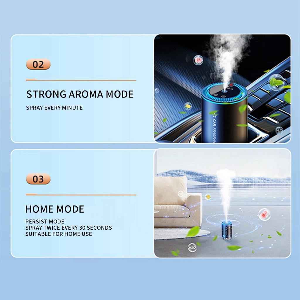 Автомобильный диффузор. Умный освежитель воздуха для автомобиля.  Распылитель. Увлажнитель воздуха. Автомобильный диффузор с проектором звезд и подсветкой пламени. 3 режима регулировки, автоматическое включение/выключение.