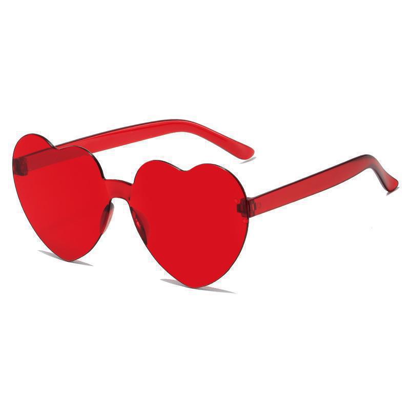 Transparent jelly color love glasses, men's and women's peach heart anti-ultraviolet sunglasses, European and American heart-shaped one-piece sun