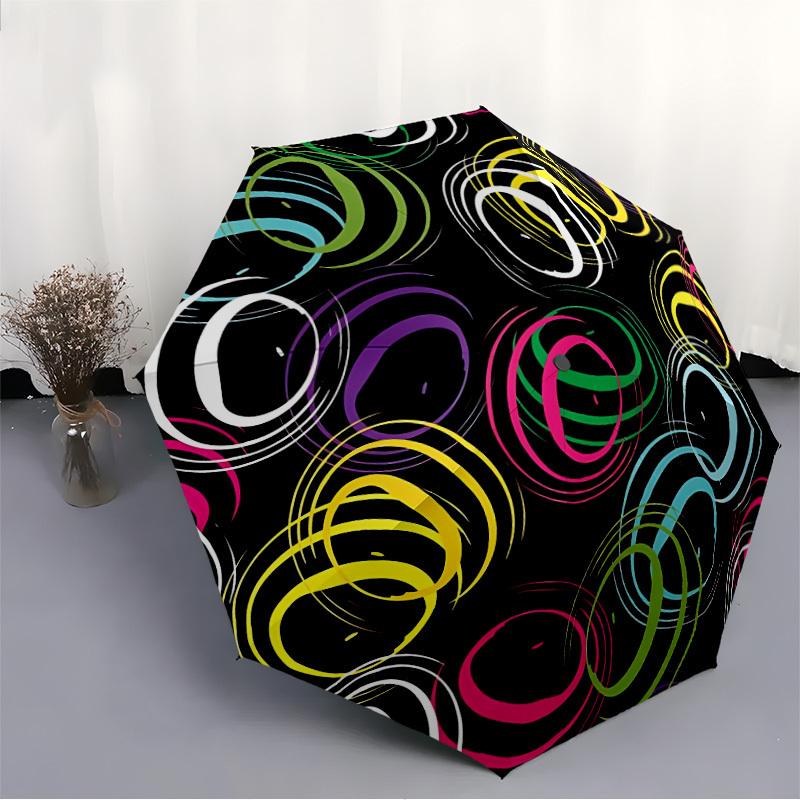 1pc Colorful Circles Automatic Folding Umbrella - 8-Rib Automatic Open/Close, Large Canopy Birthday Festival Gift yy251217155