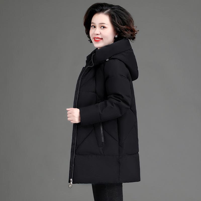 Thick Hooded Cotton Coat for Middle-Aged and Elderly Mothers Loose and Warm Cotton Jacket for Women