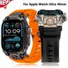 Мужской силиконовый браслет для Apple Watch Ultra 3 49 мм Резиновая спортивная петля Ремешок для iWatch Ultra 2 1 49 мм Металлический коннектор Ремешок для часов