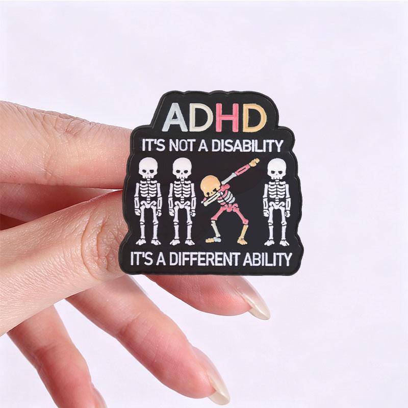 Xiaomi ADHD Different Ability Skeleton Broca's Aphasia Brain Enamel Pin Neurodiversity Medical Humor Brooch Clothes Badge Jewelry Gift