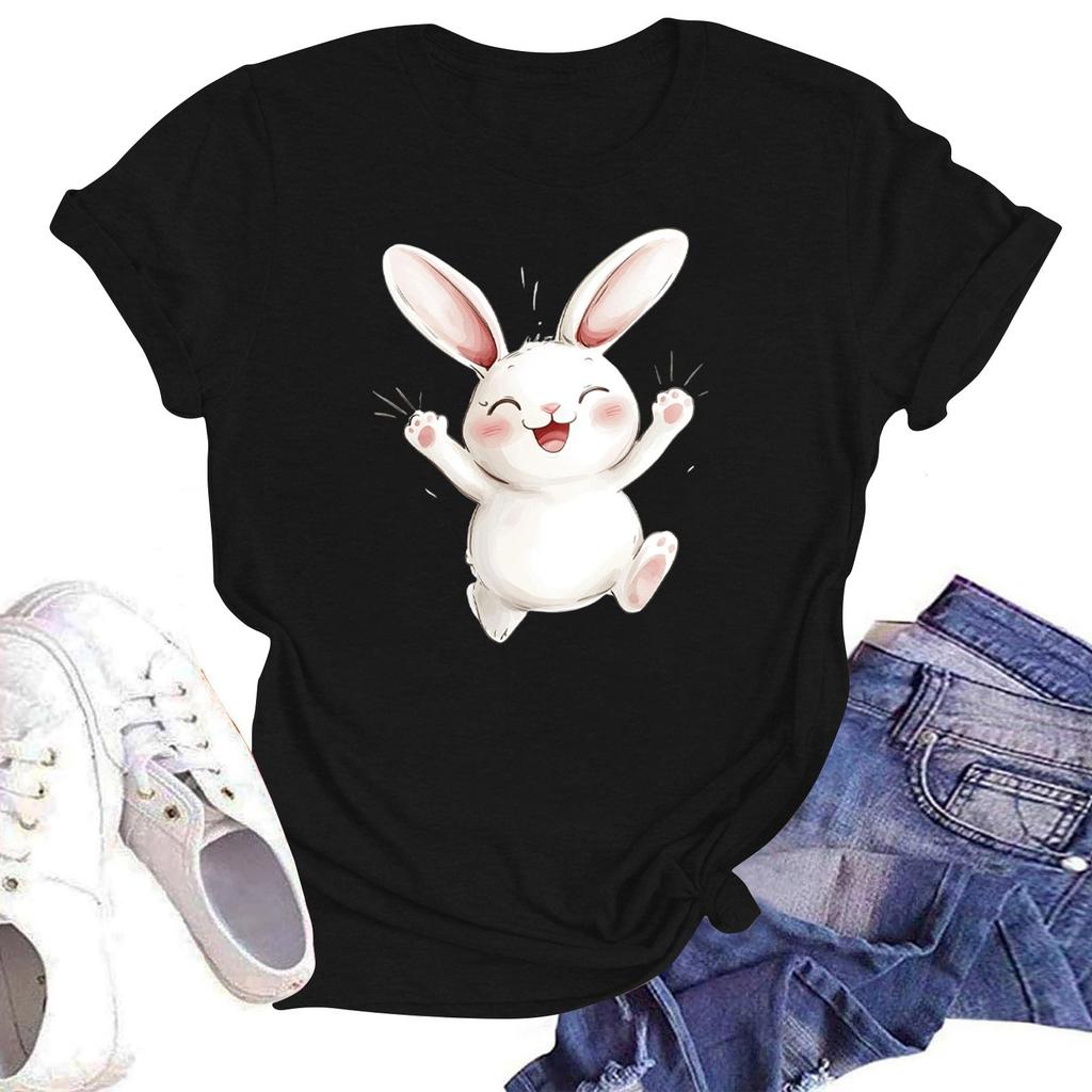 Women's Round Neck Casual Printed Short-sleeved T-shirt Top