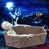 Gothic Halloween Candy Holder Casket Shape Candy Box with 3D Skeleton Figurine Spooky Desk Candy Bowl Small Serving Tray for Halloween Party Favors