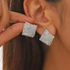 Geometric Square Simple Versatile Shiny Rhinestone Earrings Female Niche Design Temperament Earrings High-Grade Earrings 1 Pair
