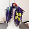 Flower And Colorful Printing Simulation Silk Scarf Square Scarf High-End Shawl Versatile Neck Small Square Scarf Headscarf Scarf Women