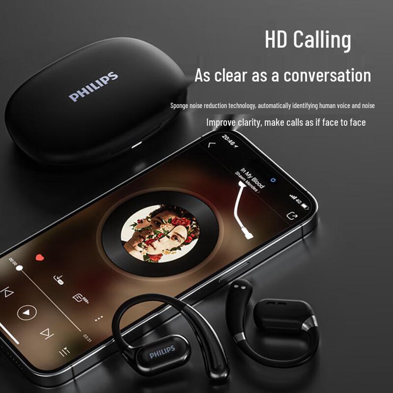 Philips Comfort Ring Open-Ear Clip-On Wireless Sport Earbuds TAT3739