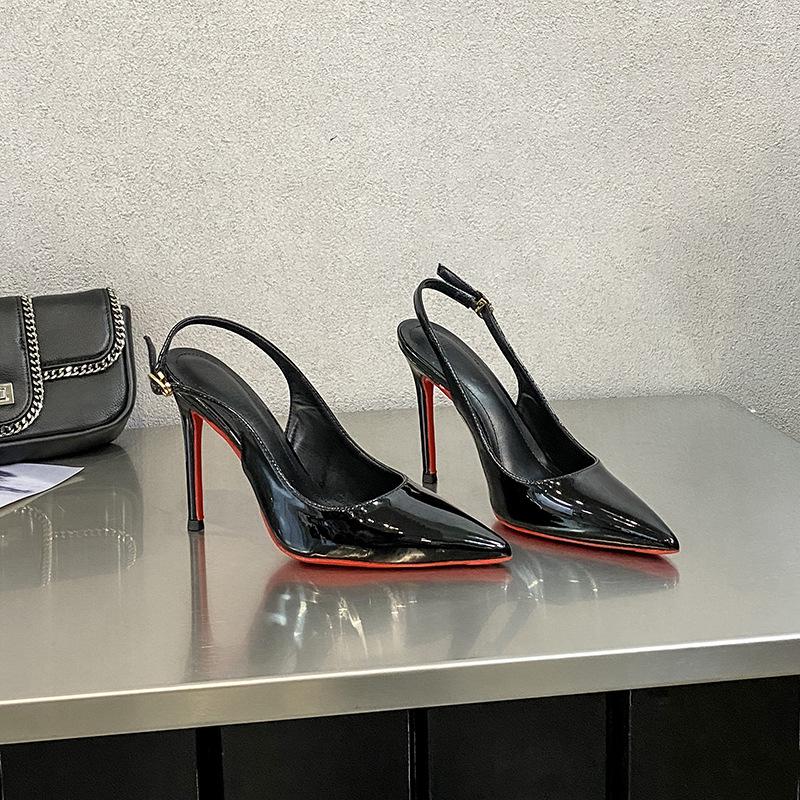 Spot ZS222-1 red-soled high heels femininity thin heels sexy bridesmaids black pointed large size single shoes autumn and winter
